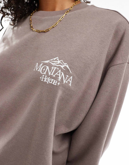 Oversized Sweat Co-Ord With Montana Embroidered Graphic