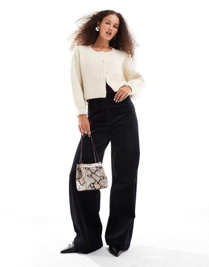 Elsie Fluffy Ribbed Knitted Cardigan