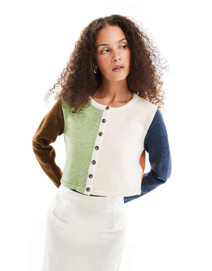 Harlyn Spliced Panel Shrunken Cardigan