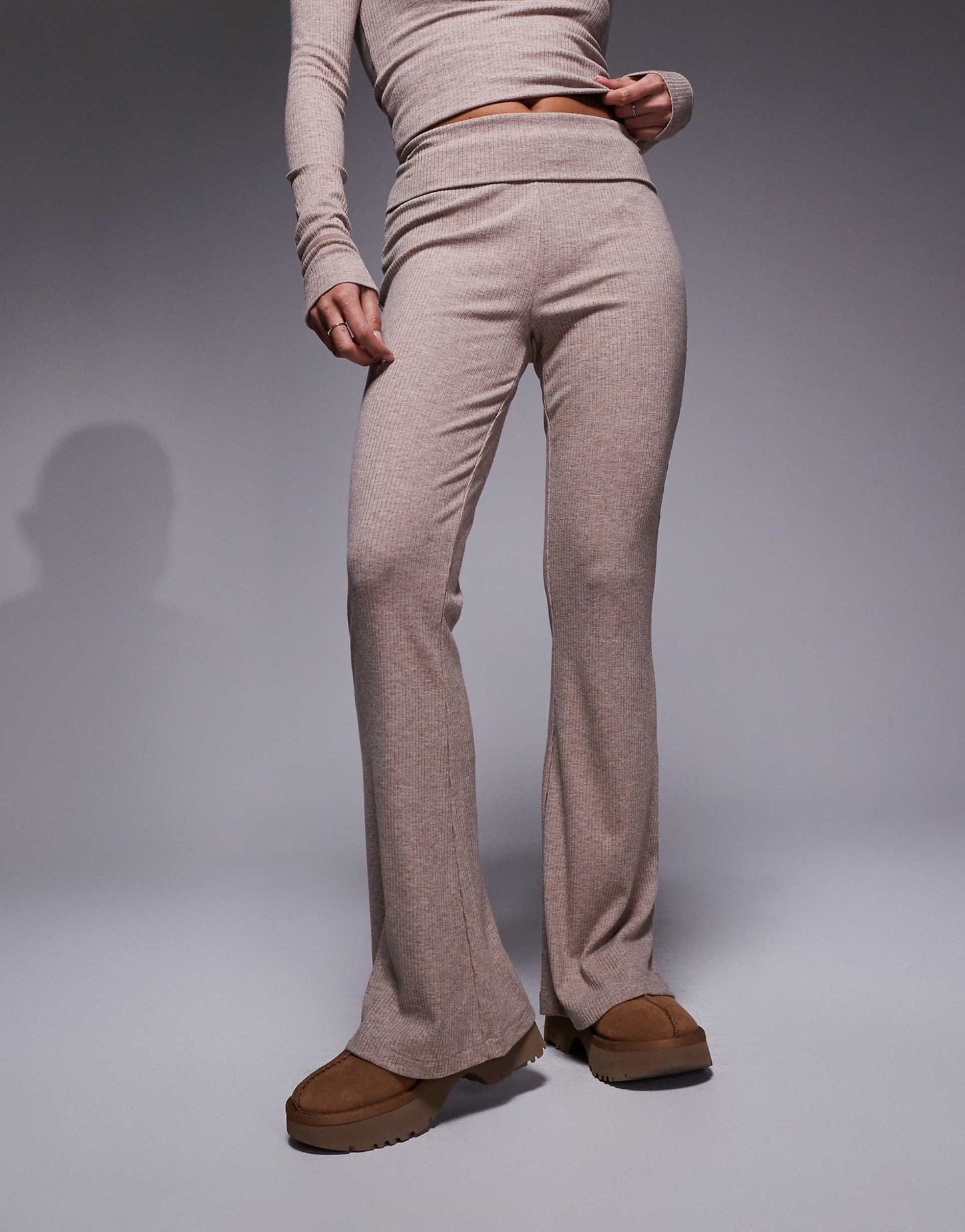 Petite Mix & Match Rib Fold Over Trouser