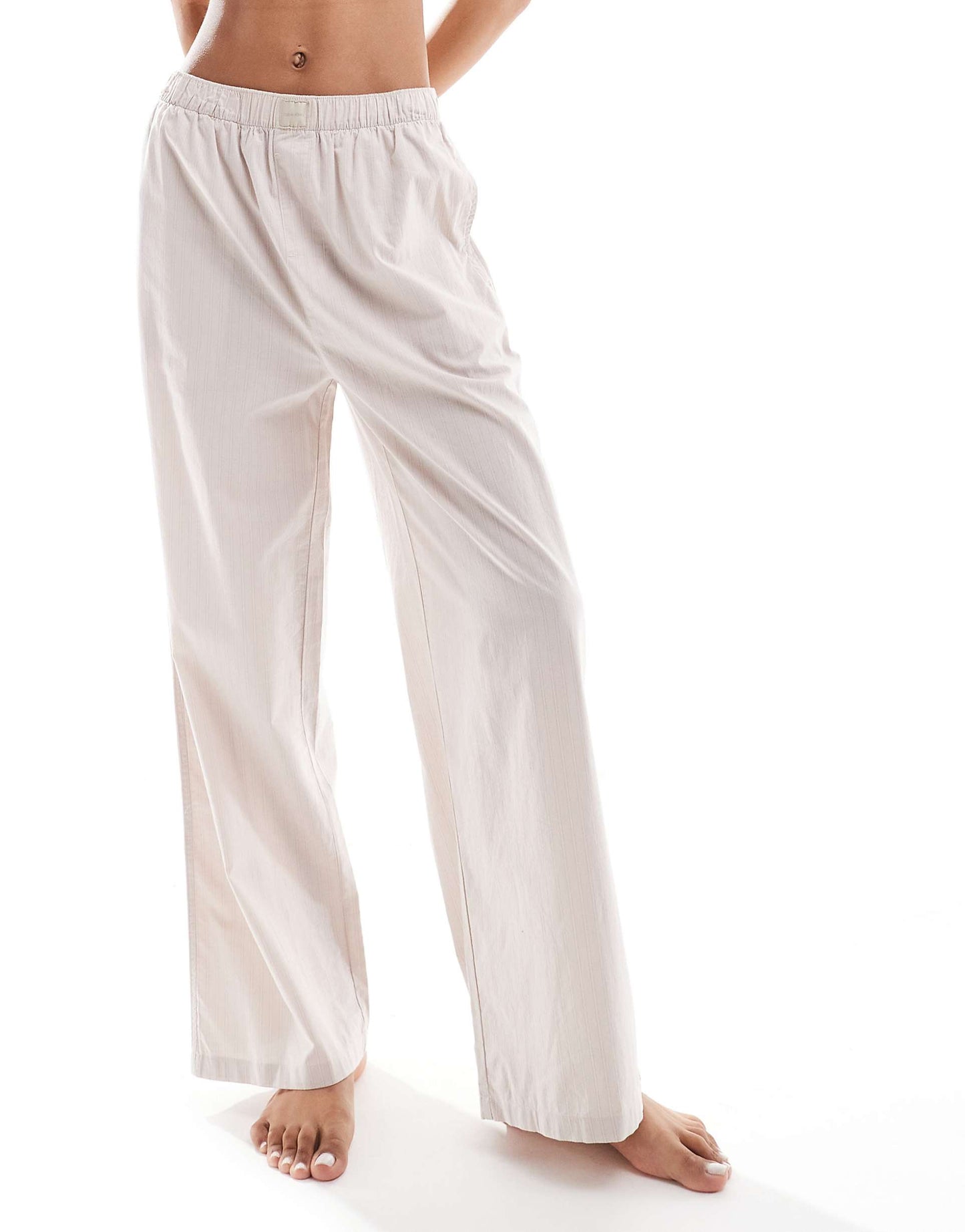 Cotton Lounge Wide Leg Pant With Logo Waistband