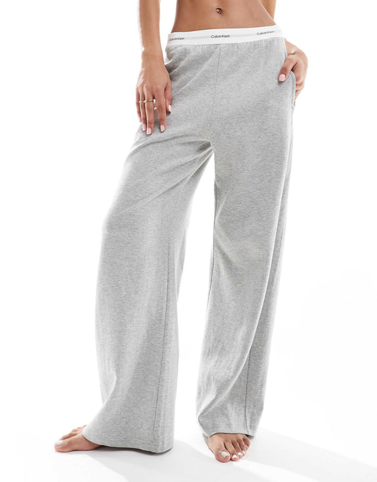 Modern Terry Lounge Wide Leg Pant With Logo Waistband