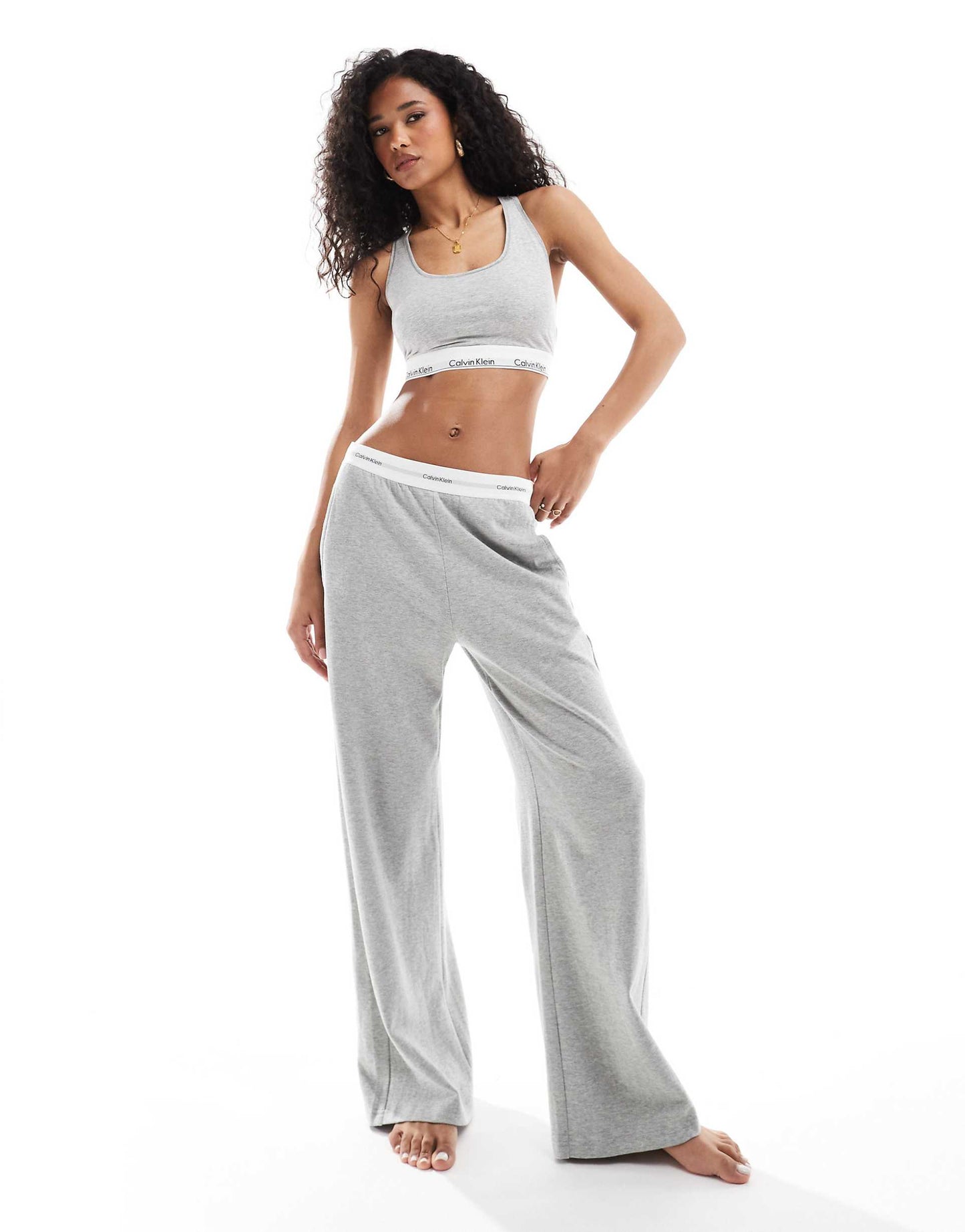 Modern Terry Lounge Wide Leg Pant With Logo Waistband