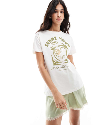 Palm Tree Graphic Oversized Tee