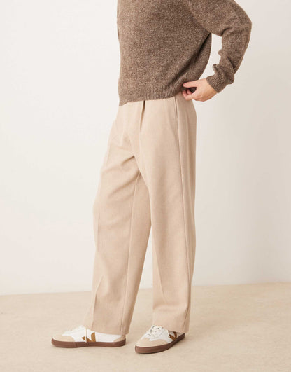 Smart Wool Mix Wide Leg Trousers With Front Pleat