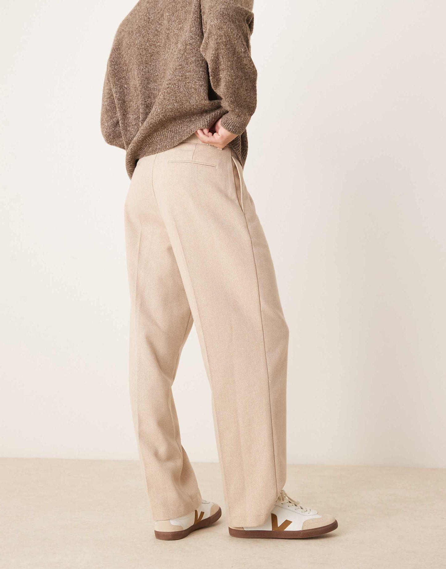 Smart Wool Mix Wide Leg Trousers With Front Pleat