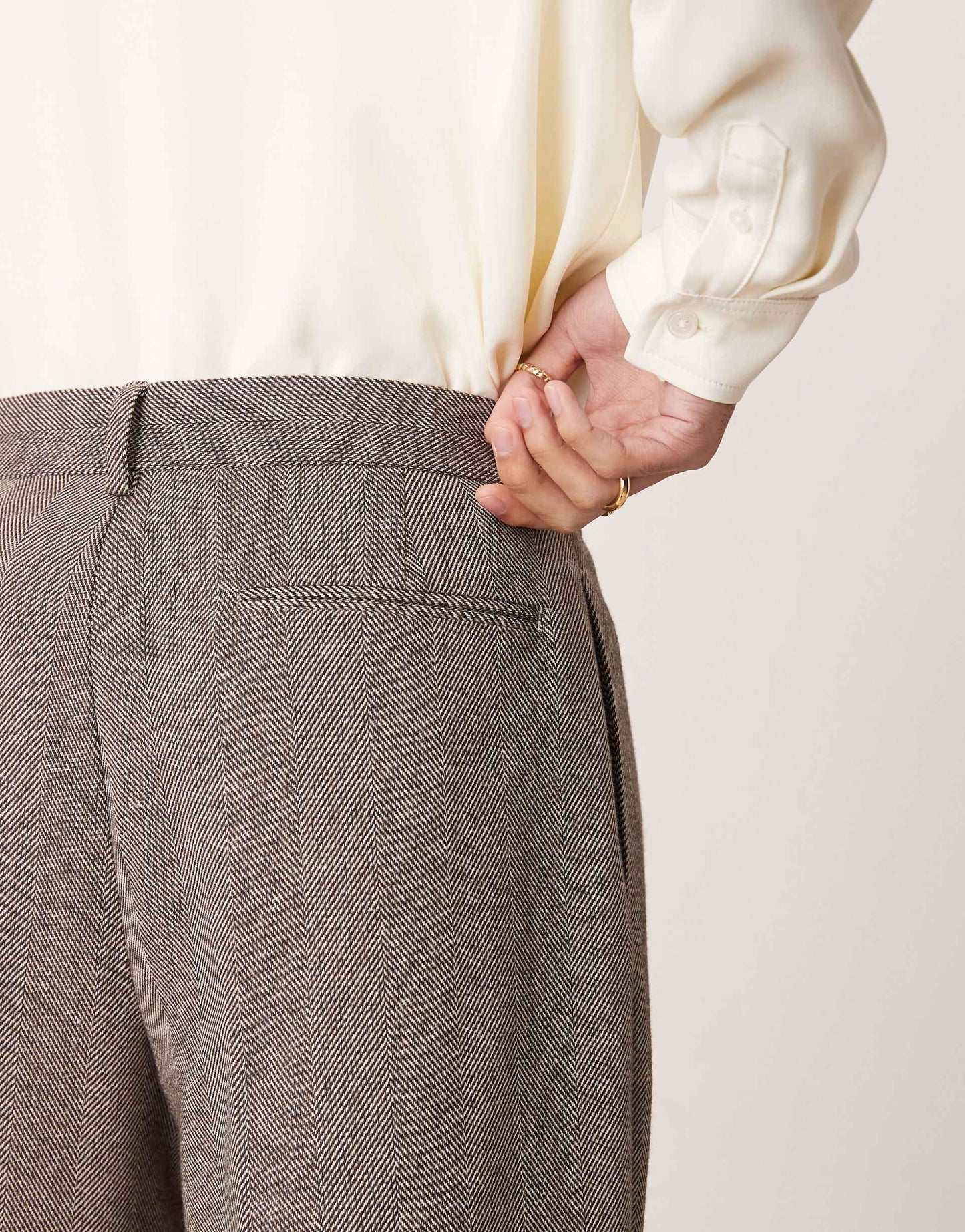 Smart Wool Mix Wide Leg Trousers With Front Pleat