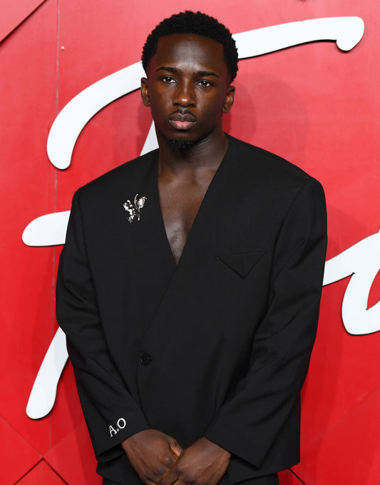 Collarless Double Breasted Boxy Suit Jacket