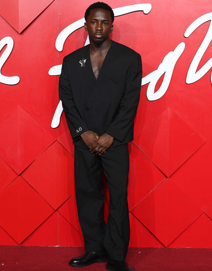 Collarless Double Breasted Boxy Suit Jacket