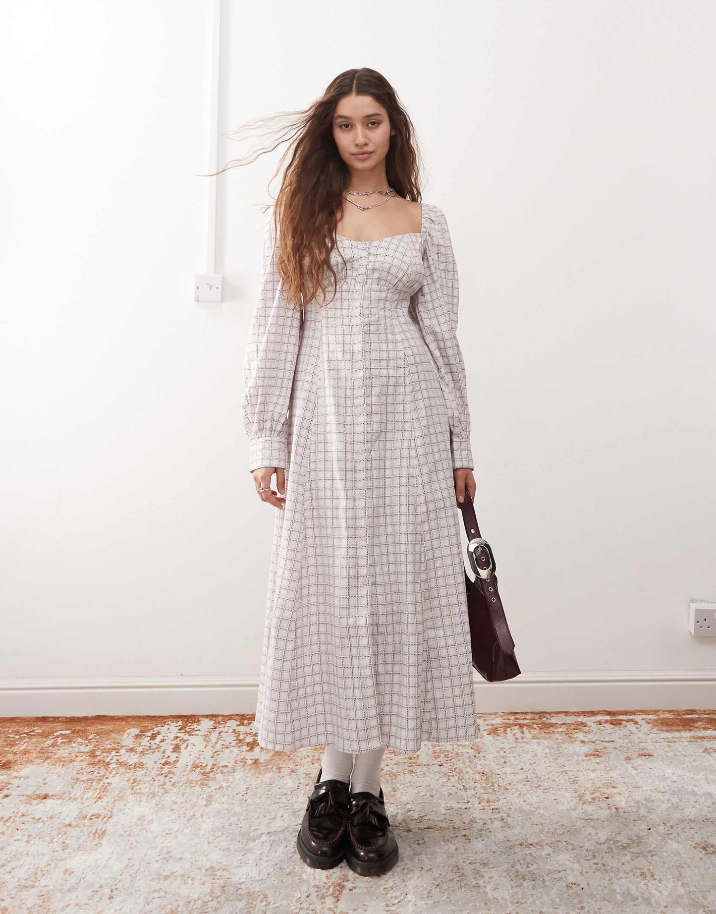 Long Sleeve Full Length Square Neck Dress