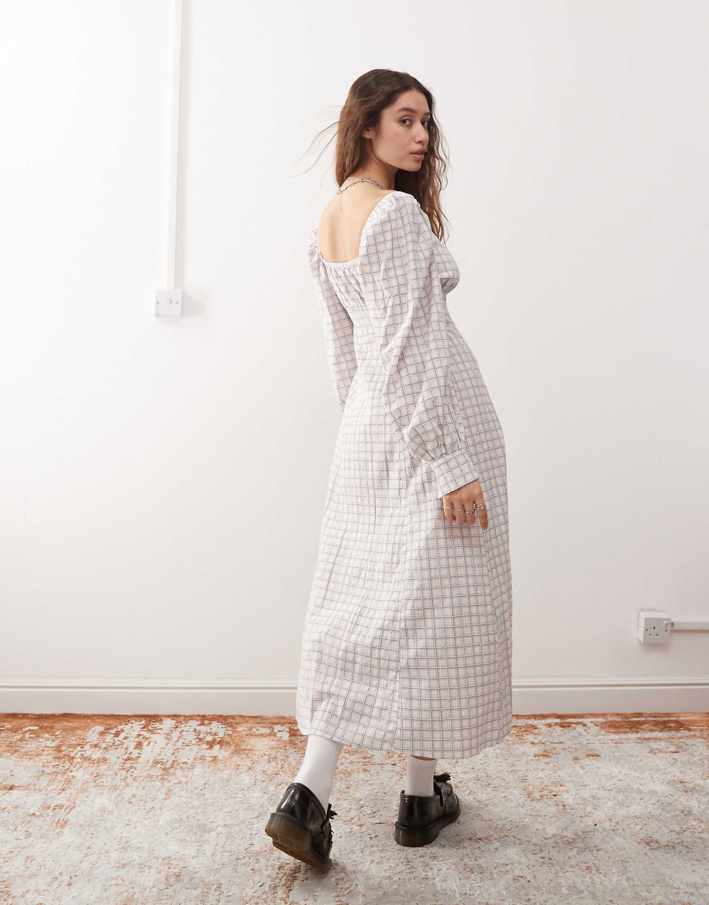 Long Sleeve Full Length Square Neck Dress