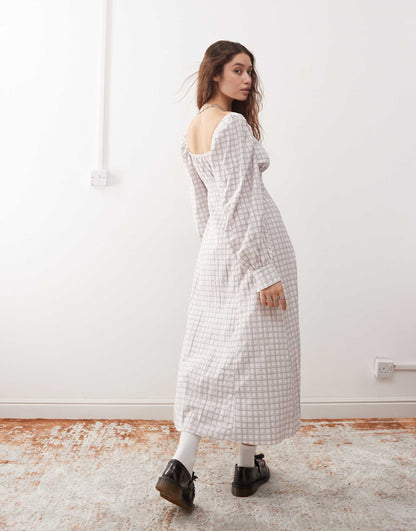 Long Sleeve Full Length Square Neck Dress