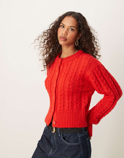 Chunky Crew Neck Cardigan