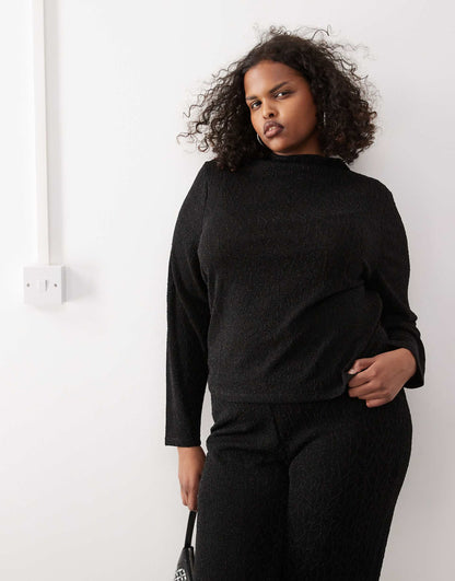 Curve High Neck Glitter Top Co-Ord