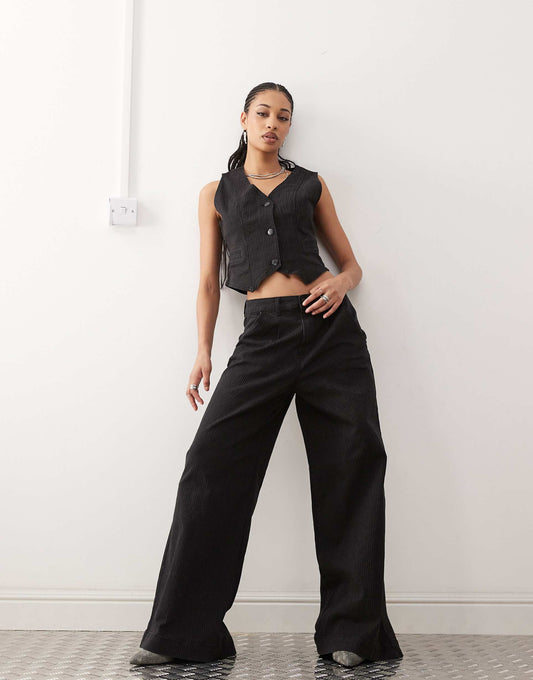 High Waisted Wide Leg Jean Co-Ord