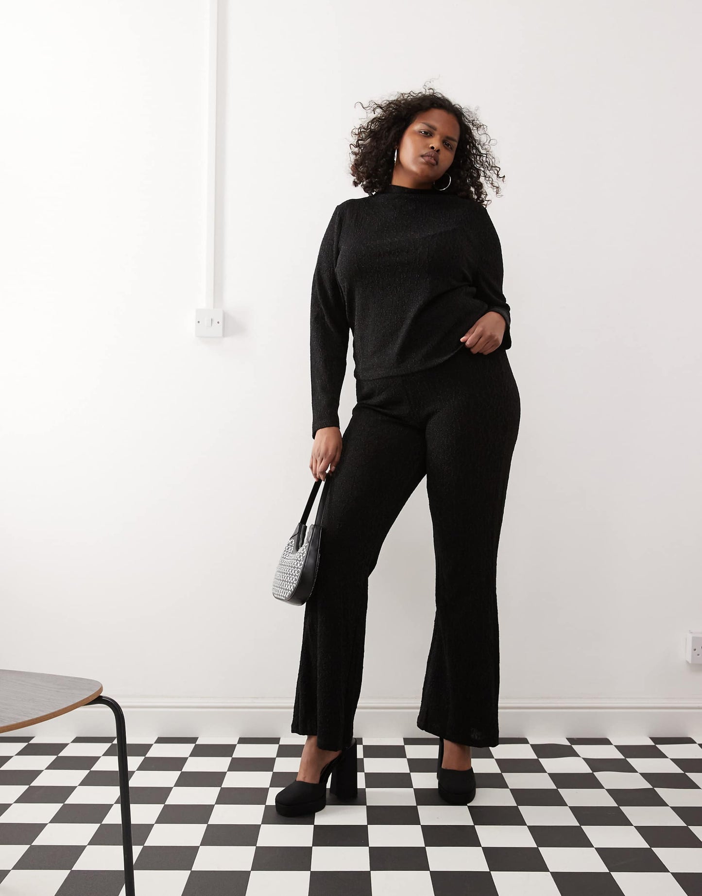 Curve Glitter Flare Trouser Co-Ord