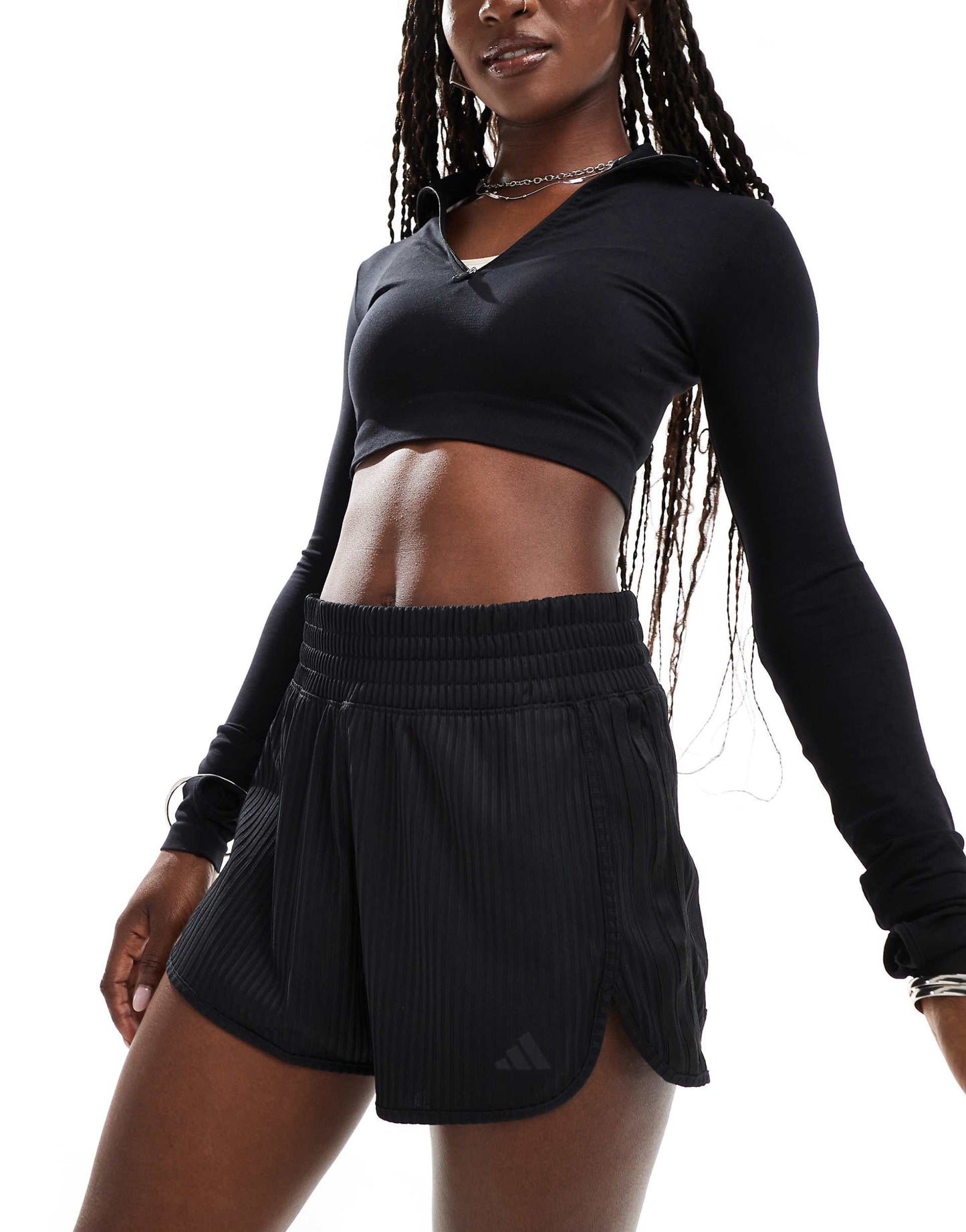 Training Pacer All Gym Seasonal Rib High-Rise Tonal 3-Stripes Shorts