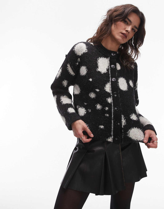 Knitted Boxy Spot Cardi