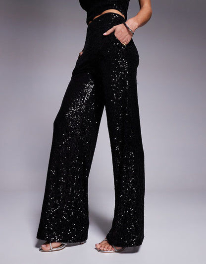 Co-Ord Sequin Wide Leg Trousers
