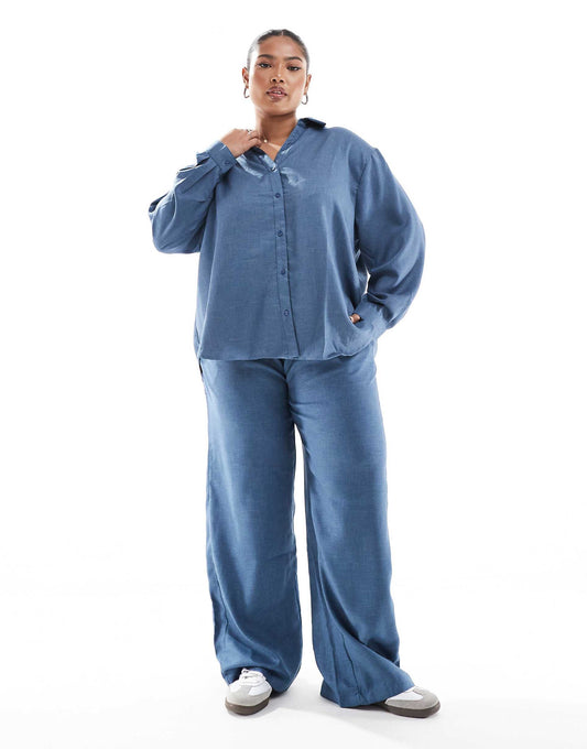Curve Elasticated Chambray Trousers Co-Ord