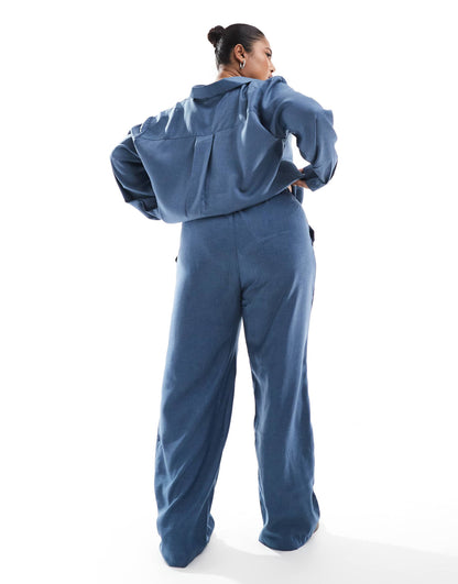 Curve Elasticated Chambray Trousers Co-Ord