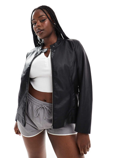 Curve Faux Leather Jacket