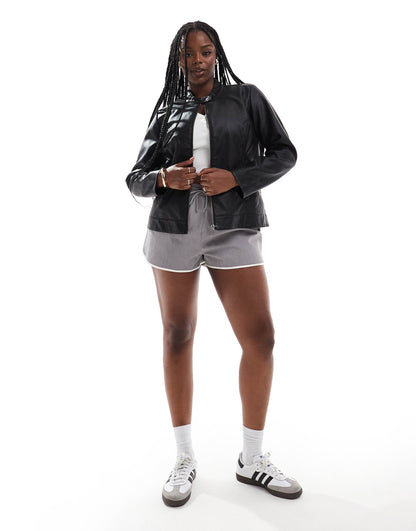 Curve Faux Leather Jacket