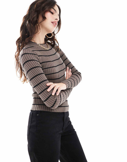 Chunky Ribbed Knit Long Sleeve Top