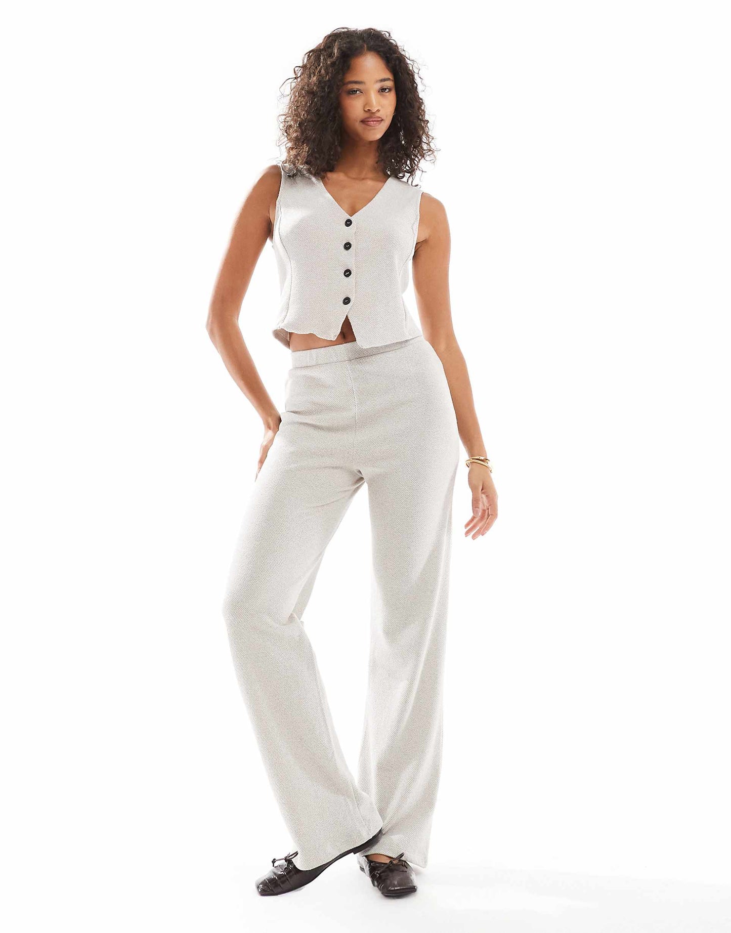 Structured Jersey Waistcoat And Trousers Set