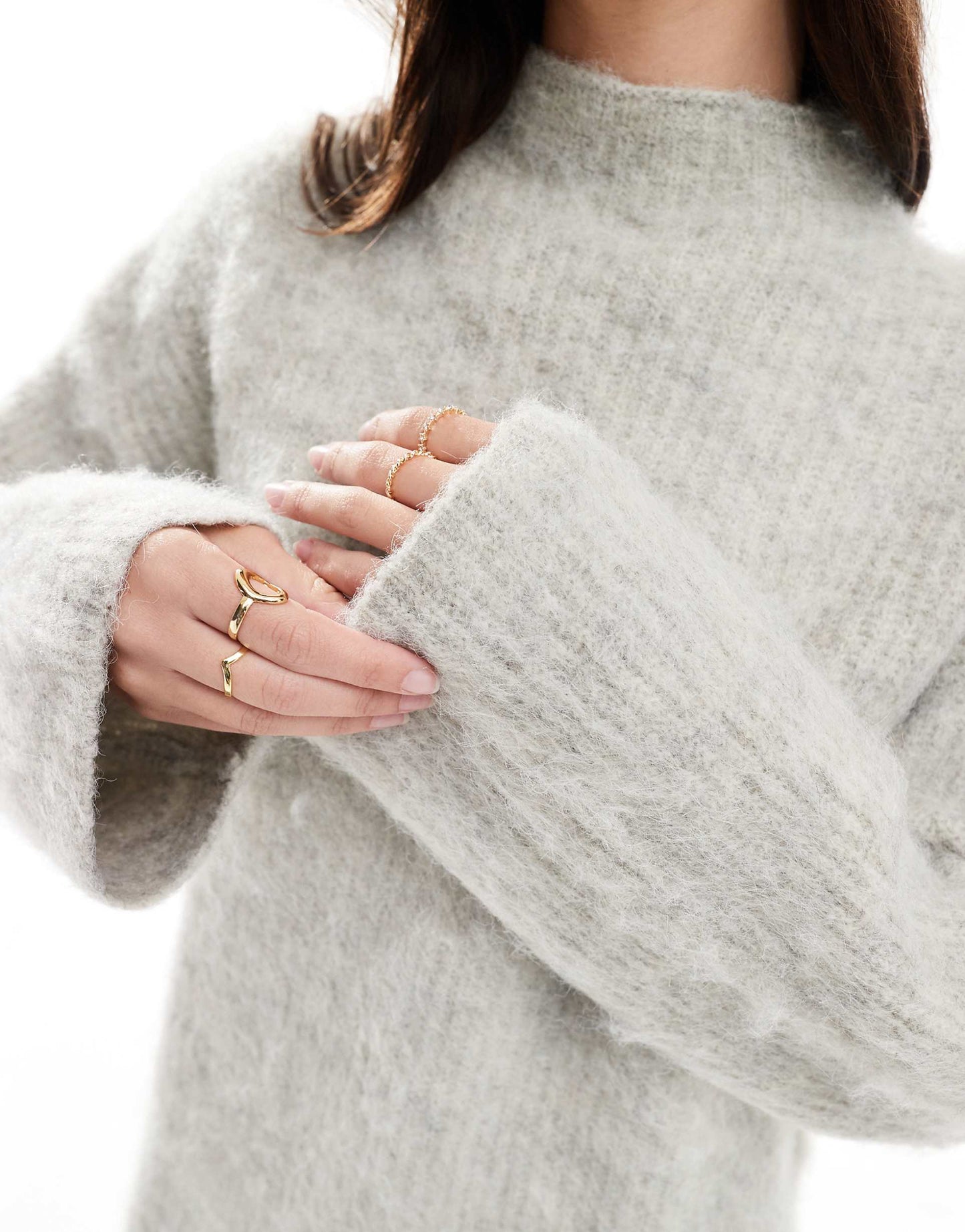 Premium Longline Fluffy Knit Jumper With Wide Cuffs