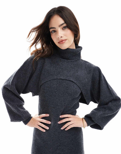 Knitted Roll Neck Cropped Jumper Co-Ord