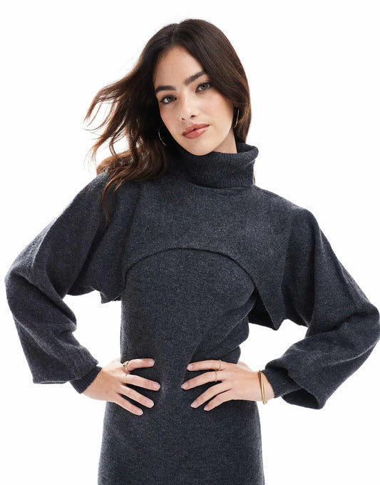 Knitted Roll Neck Cropped Jumper Co-Ord
