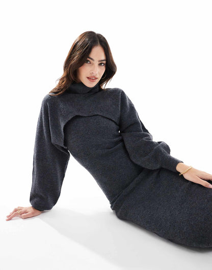 Knitted Roll Neck Cropped Jumper Co-Ord
