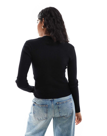 Ribbed Knit Jumper With Double Zip