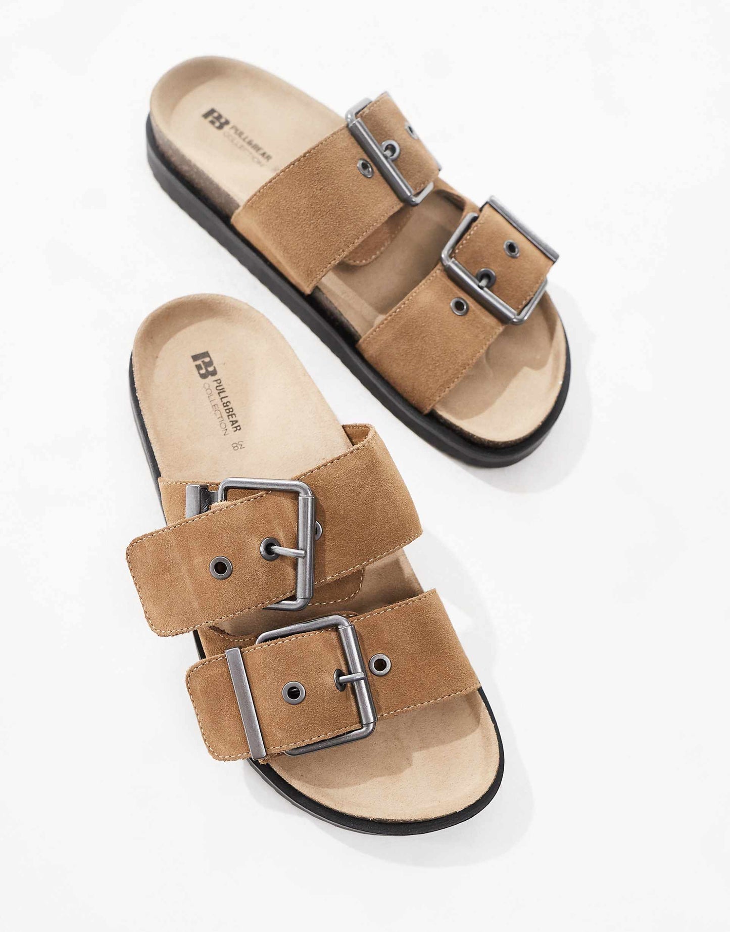 Double Strap Buckle Leather Sandals