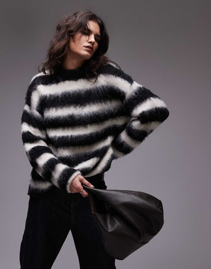 Knitted Boysy Ultra Fluffy Stripe Oversized Jumper