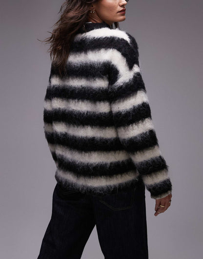 Knitted Boysy Ultra Fluffy Stripe Oversized Jumper