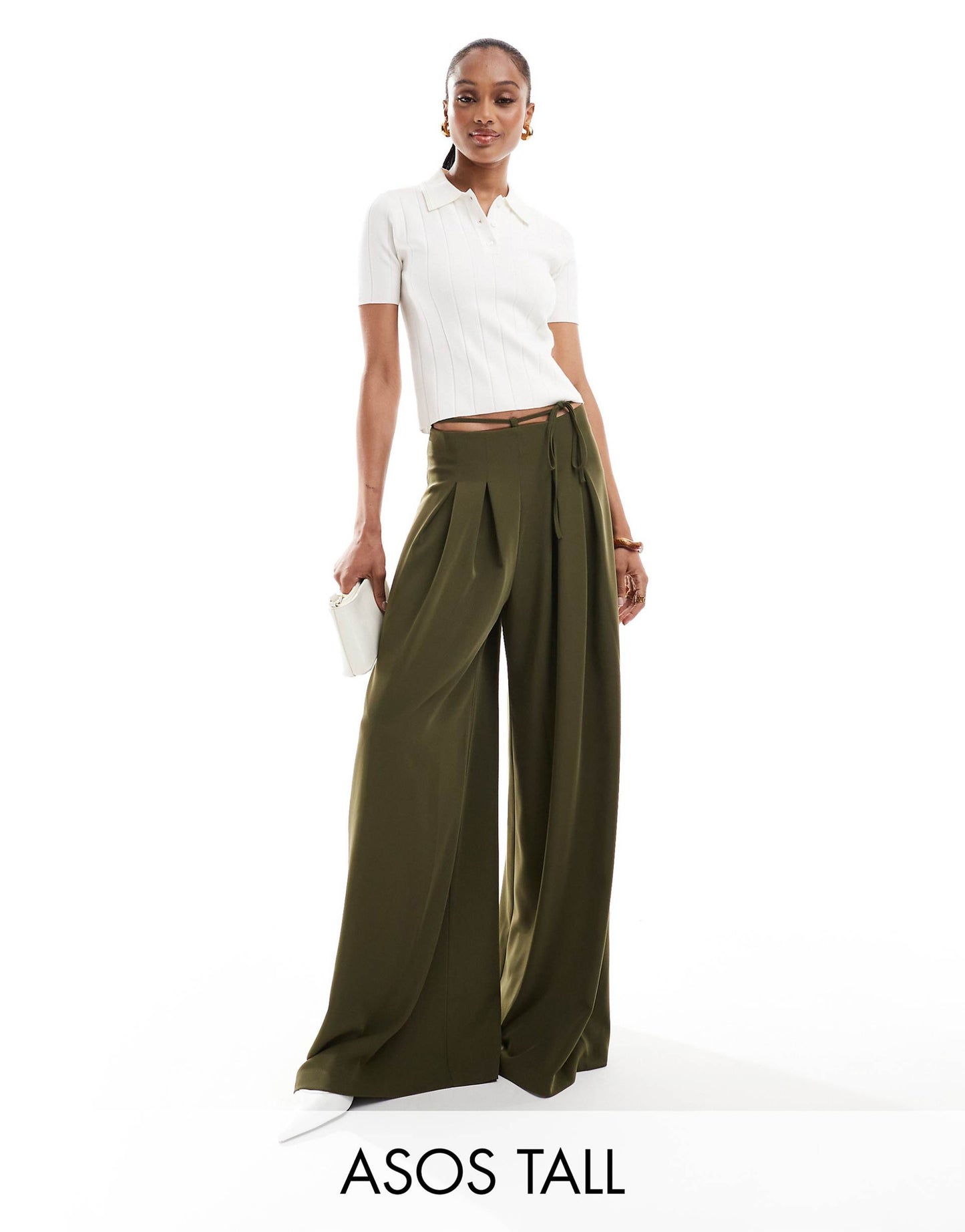 Tall Tie Waist Super Wide Leg Tailored Trouser