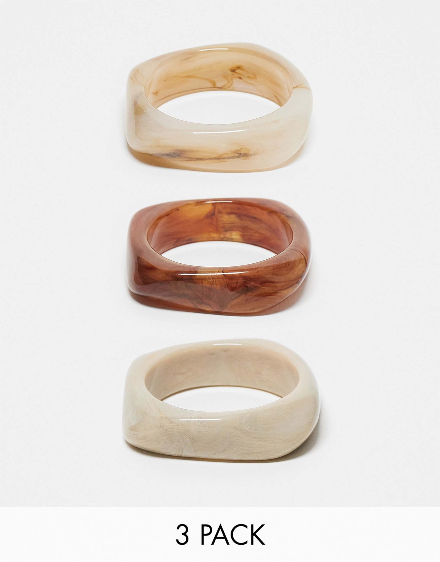 Pack Of 3 Bangles With Resin Neutral Design