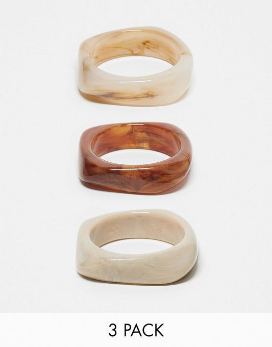 Pack Of 3 Bangles With Resin Neutral Design