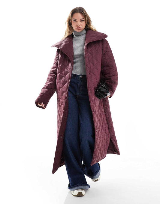 Waterfall Collar Quilt Longline Coat