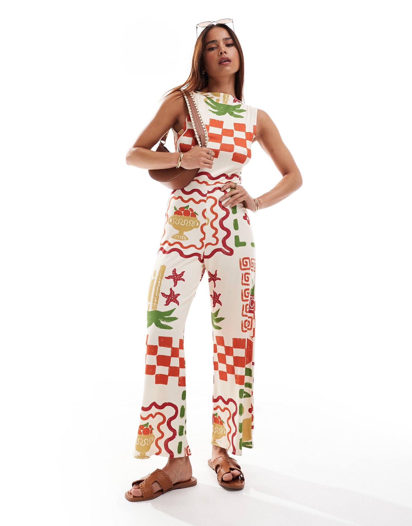 Slash Neck Culotte Jumpsuit With Open Tie Back