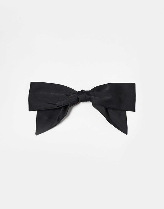 Fabric Bow Hair Clip - Black