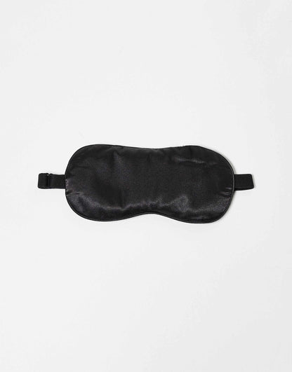 Lavender Weighted Satin Eye Mask - Black