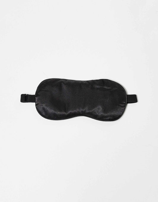 Lavender Weighted Satin Eye Mask - Black