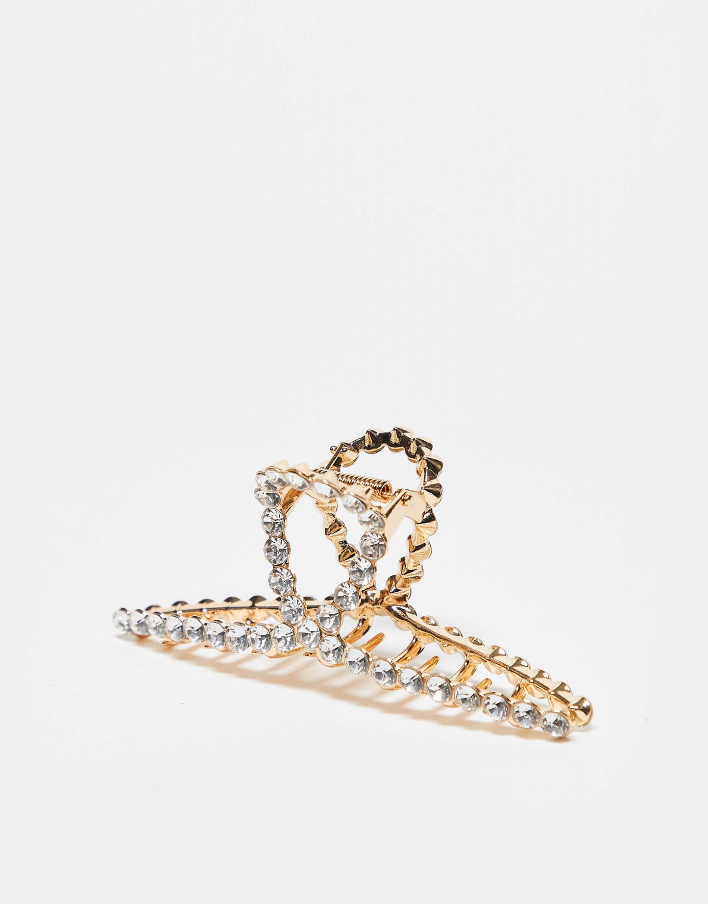 Metal Rhinestone Loop Claw Clip - Gold
