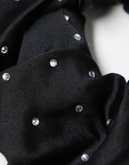 Fabric Rhinestone Brunch Scrunchie - Black