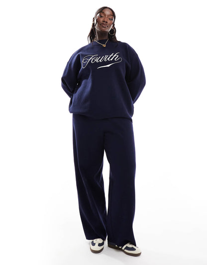 Plus Knitted High Neck Embroidered Logo Jumper Co-Ord