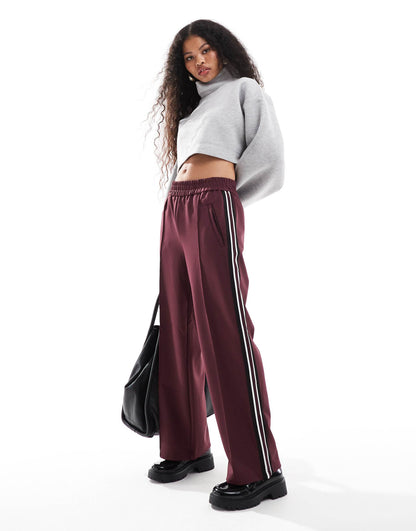 Petite Side Panel Wide Leg Track Pant