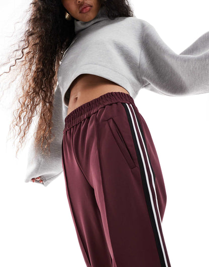Petite Side Panel Wide Leg Track Pant